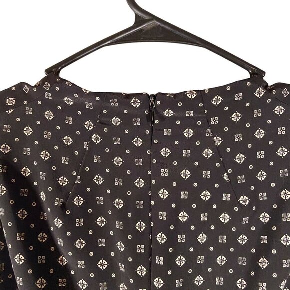 Technology Art Dress Large A line Short Geometric Black Cream Sleeveless Career - Picture 8 of 8